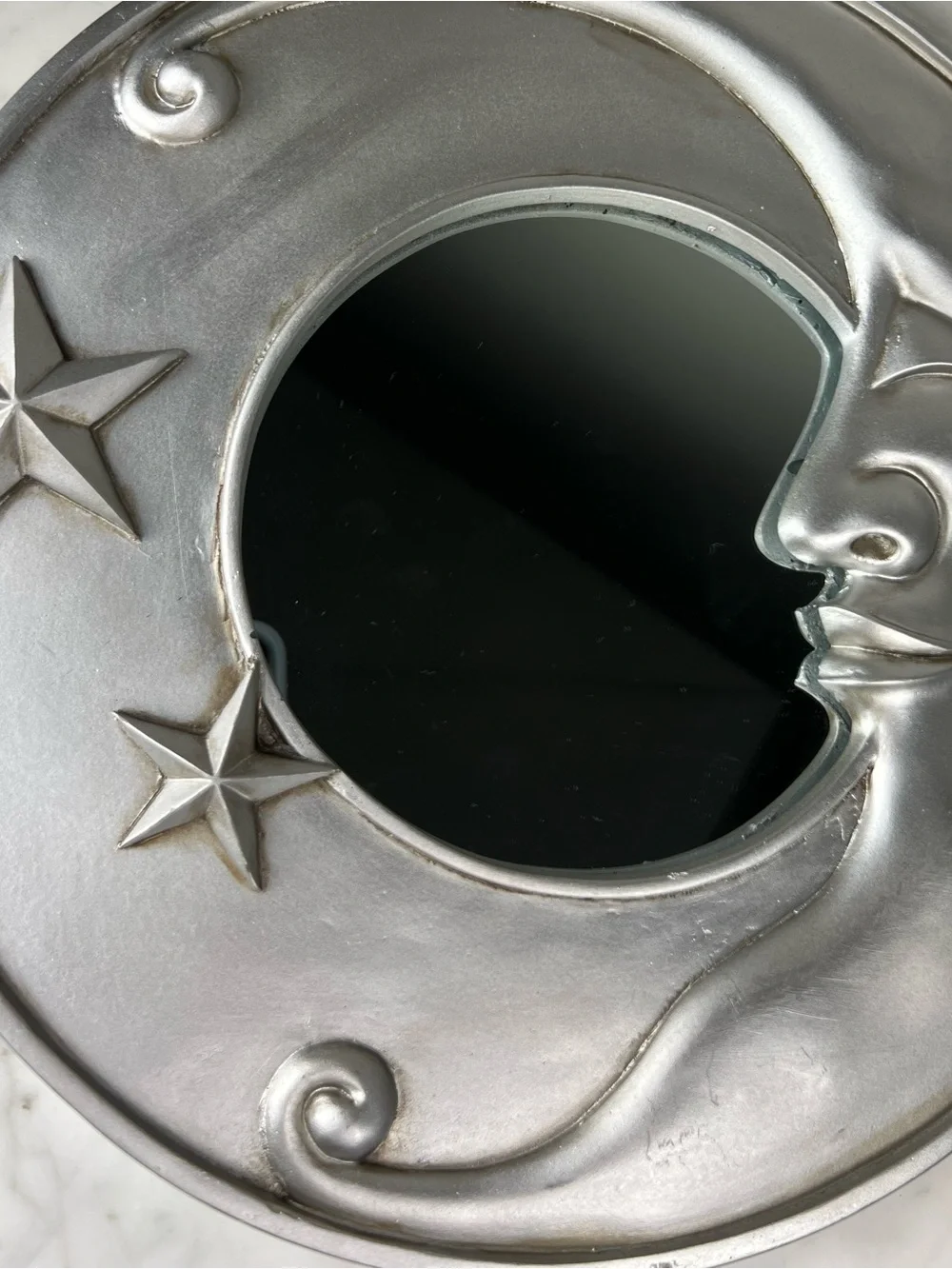 Vintage 90s Celestial Cresent Moon & Stars Round Wall Mirror – Whimsigoth